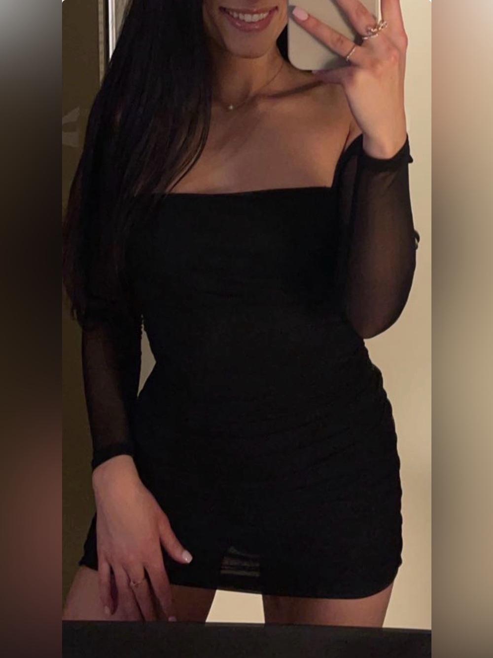 Mesh Ruched Mini Dress - Picture 2 of 8